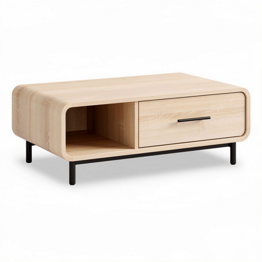 Stolik kawowy z drewna sosnowego w kolorze jasnego beżu 90 x 50 x 35cm